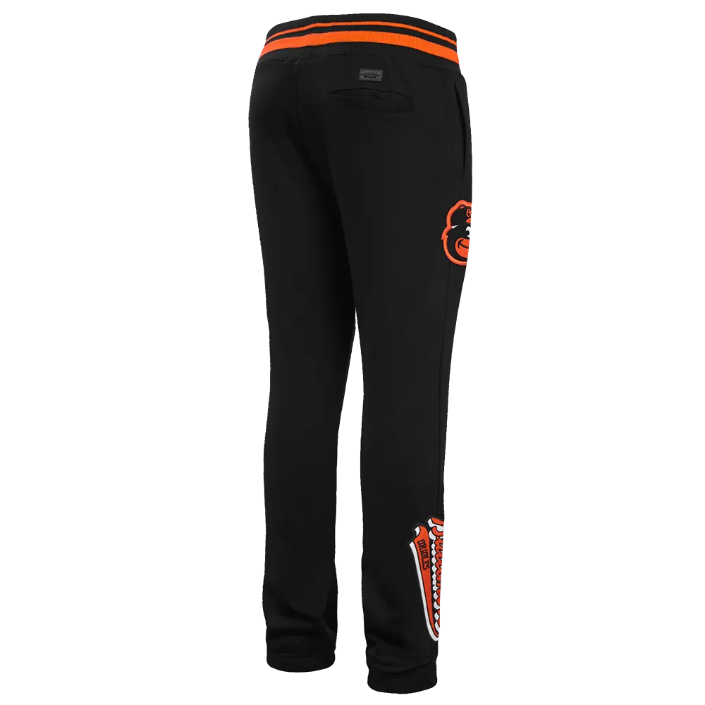 MLB BALTIMORE ORIOLES SCRIPT TAIL MEN'S RIB FLC SWEATPANT (BLACK/ORANGE)