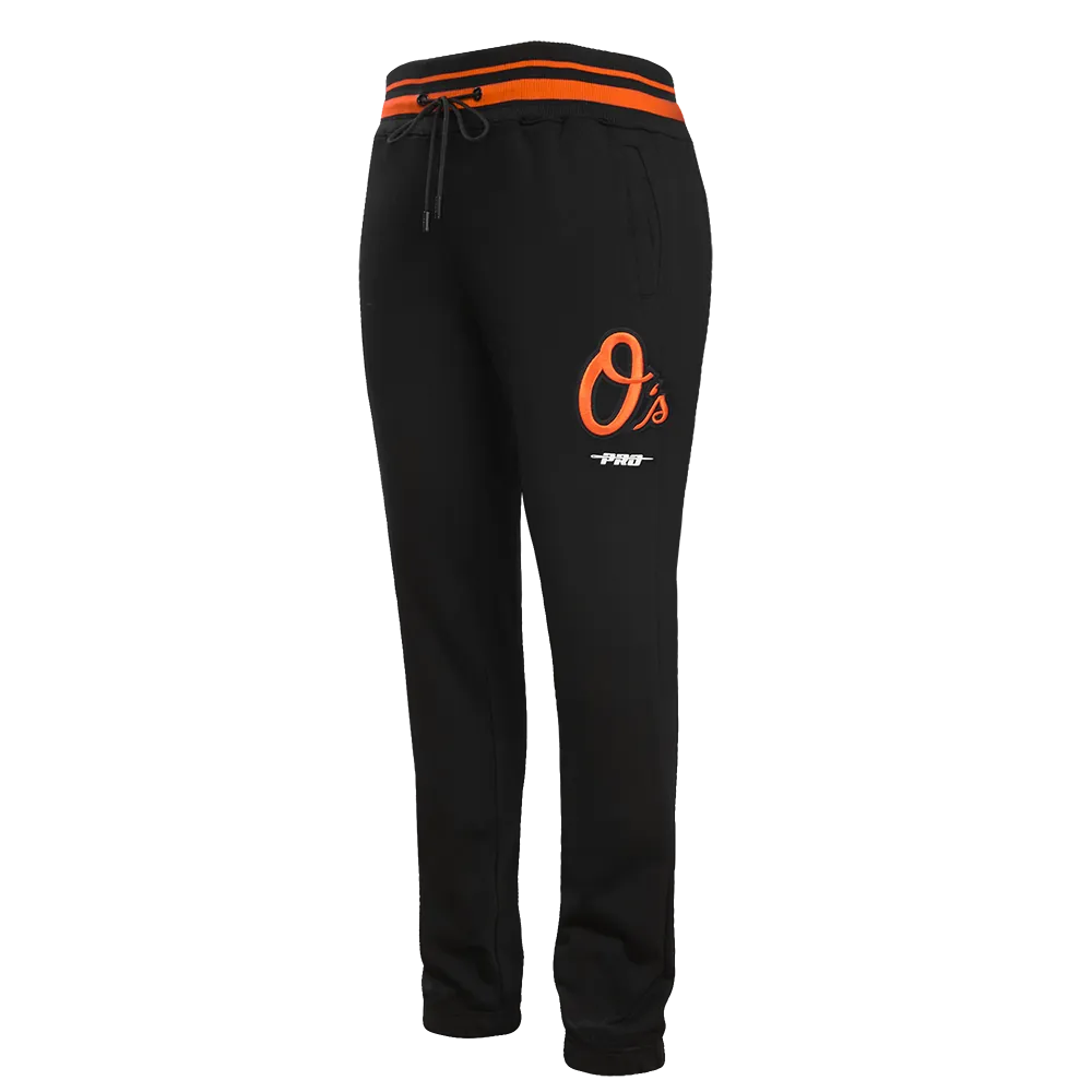 MLB BALTIMORE ORIOLES SCRIPT TAIL MEN'S RIB FLC SWEATPANT (BLACK/ORANGE)