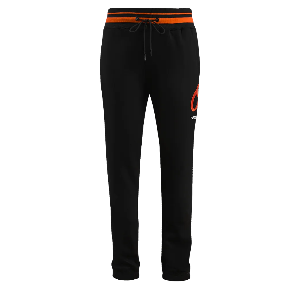MLB BALTIMORE ORIOLES SCRIPT TAIL MEN'S RIB FLC SWEATPANT (BLACK/ORANGE)