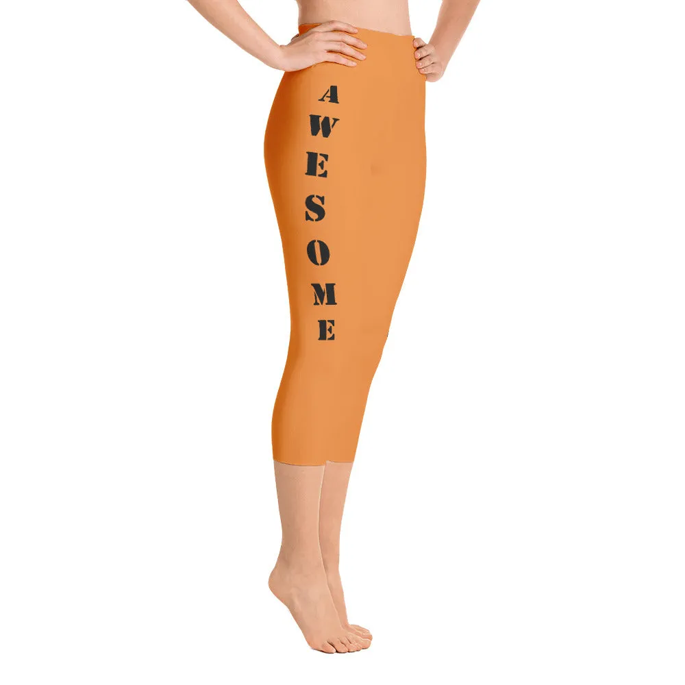 Our best viral leggings orange awesome goddess black letters