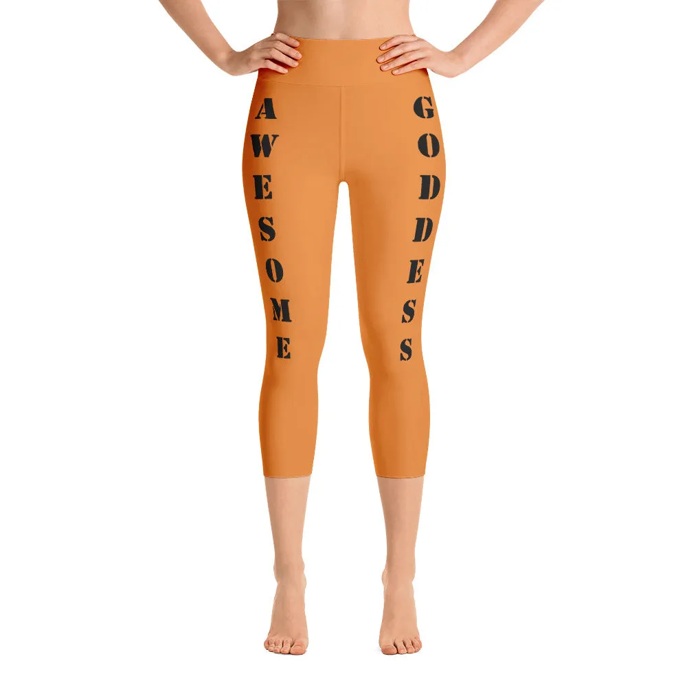 Our best viral leggings orange awesome goddess black letters