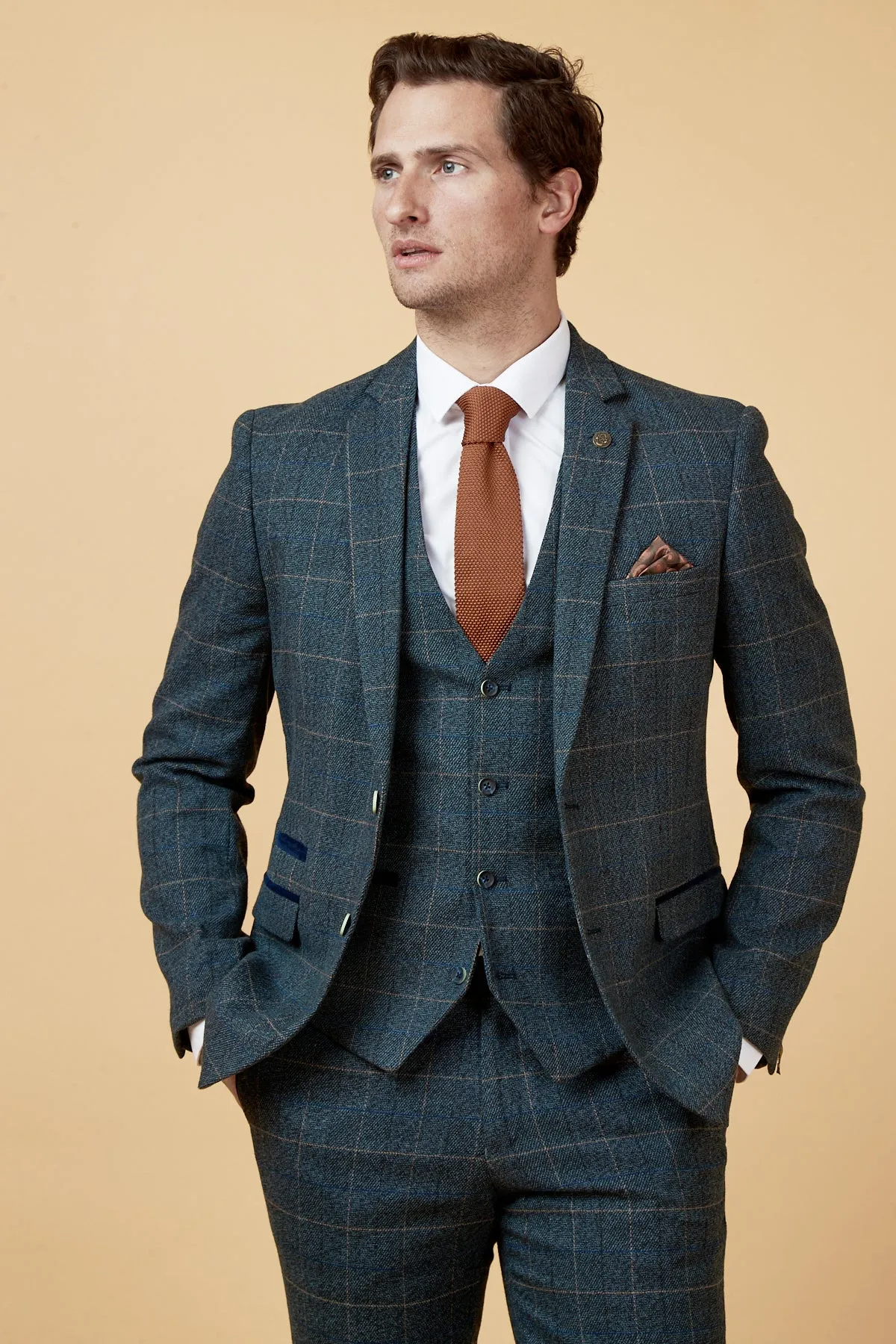 SCOTT - Blue Check Three Piece Suit