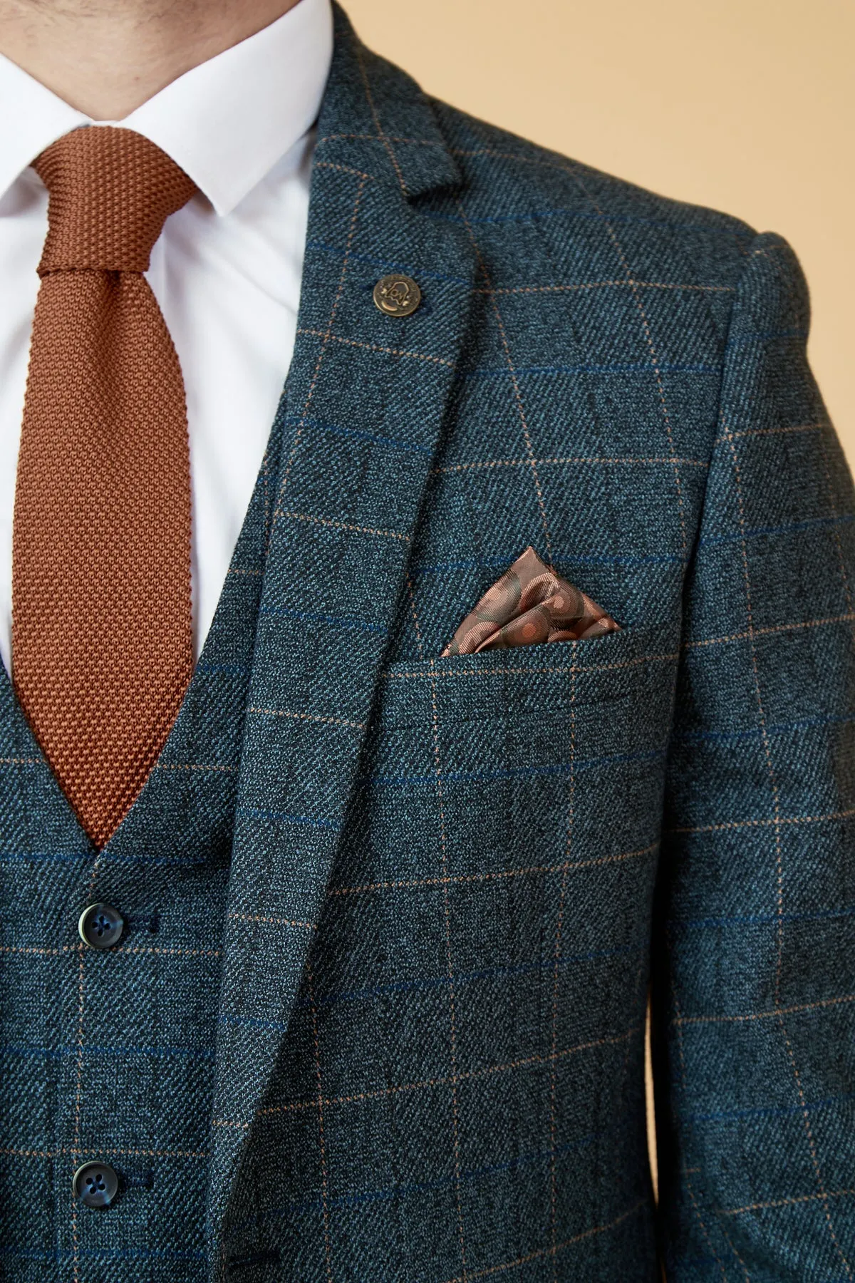 SCOTT - Blue Check Three Piece Suit