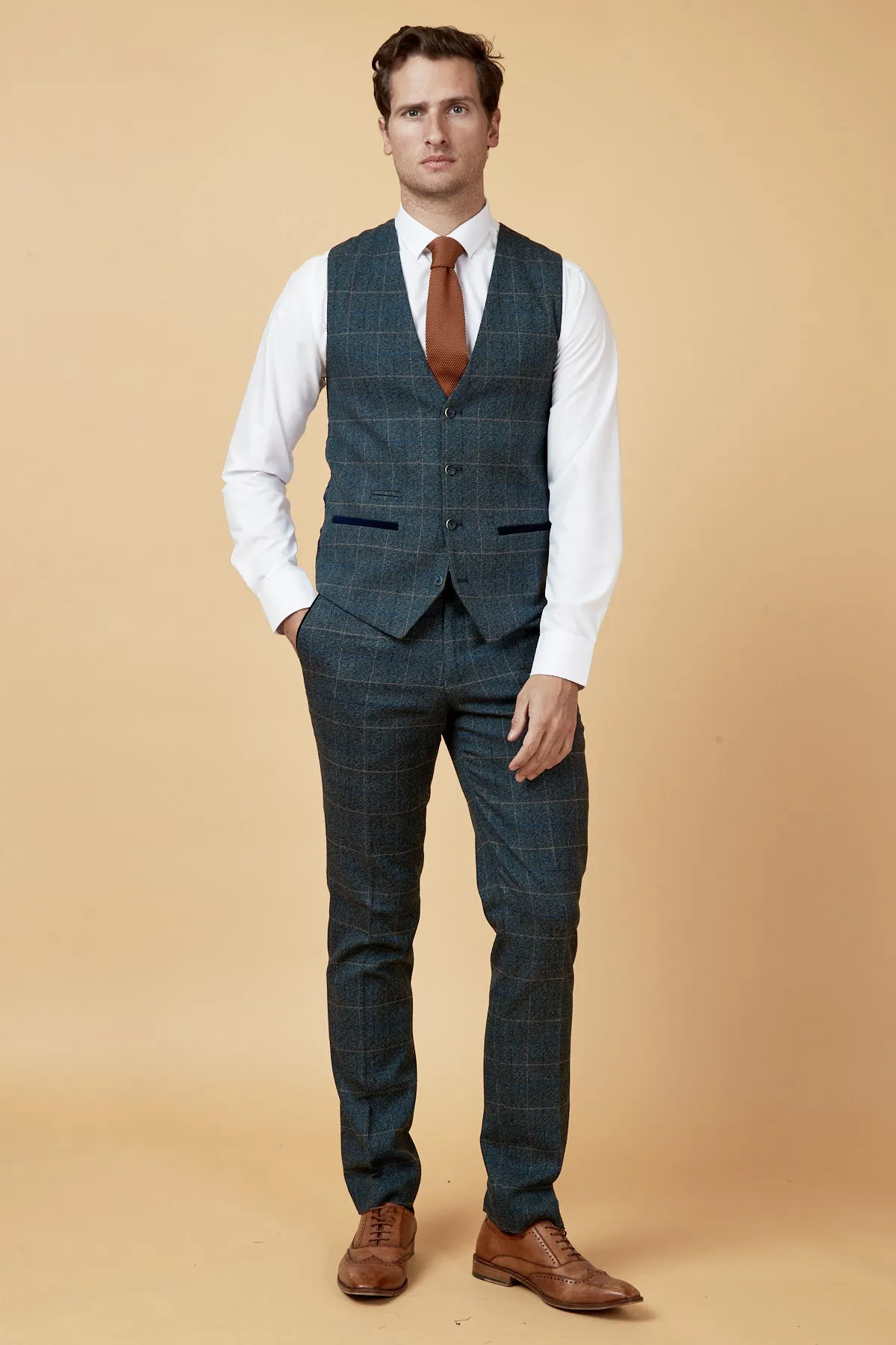 SCOTT - Blue Check Three Piece Suit