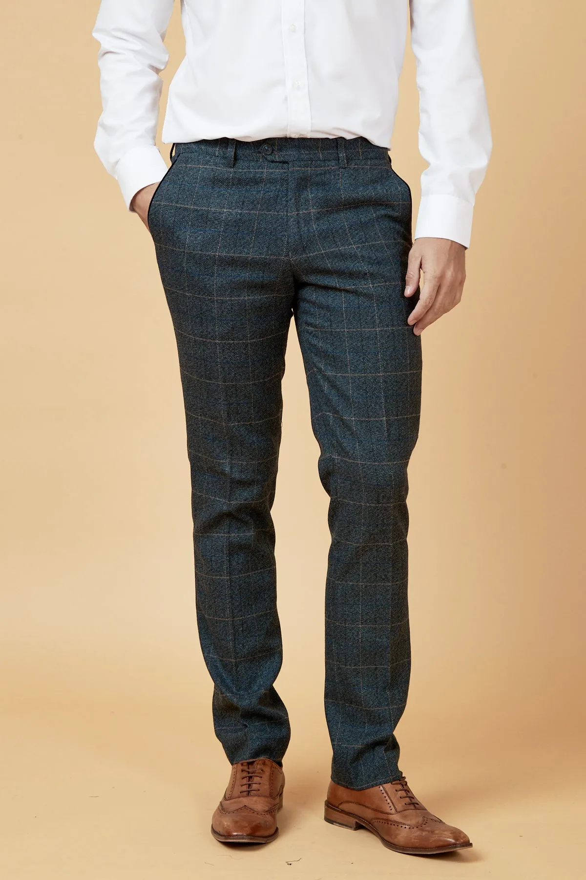 SCOTT - Blue Check Three Piece Suit