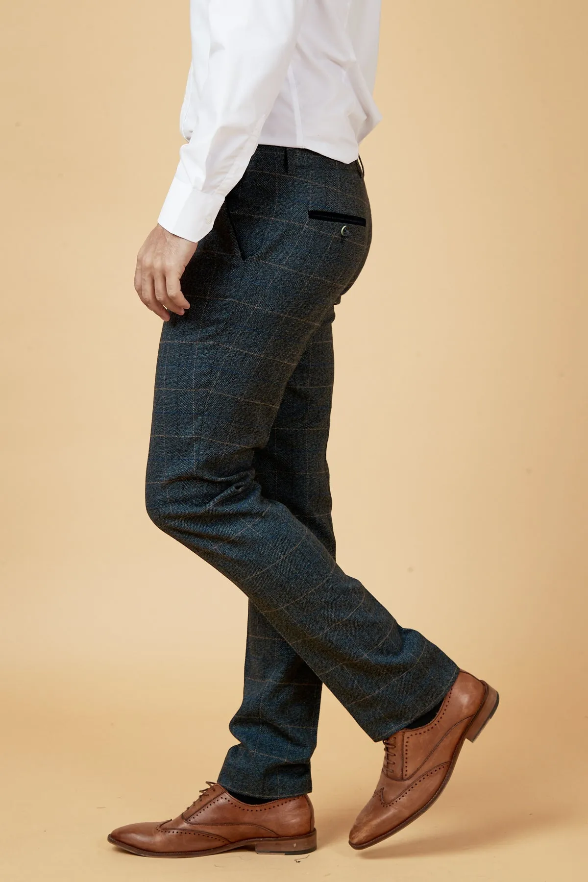 SCOTT - Blue Check Three Piece Suit