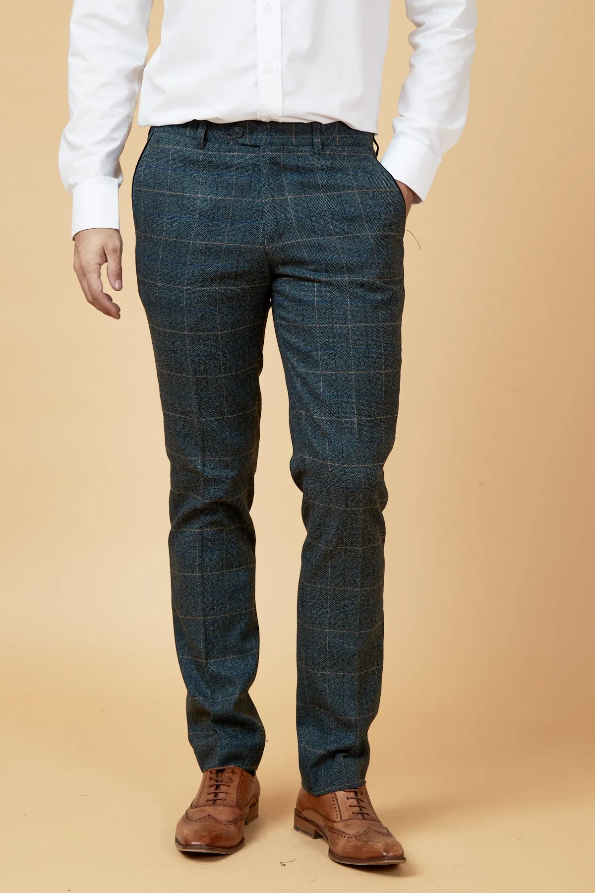 SCOTT - Blue Check Three Piece Suit