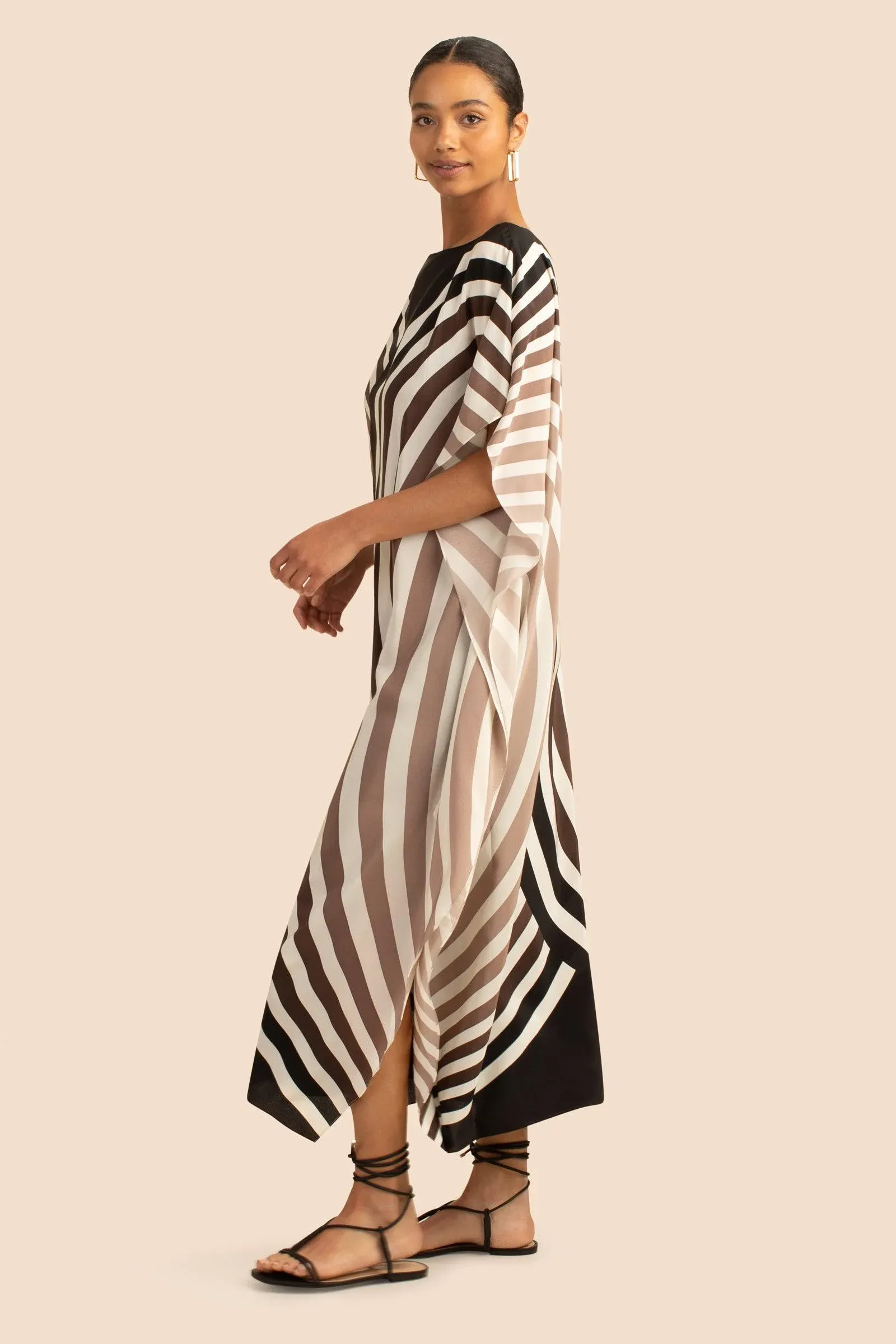 Soft Satin Silk Kaftan, Digital Printed Long Caftan