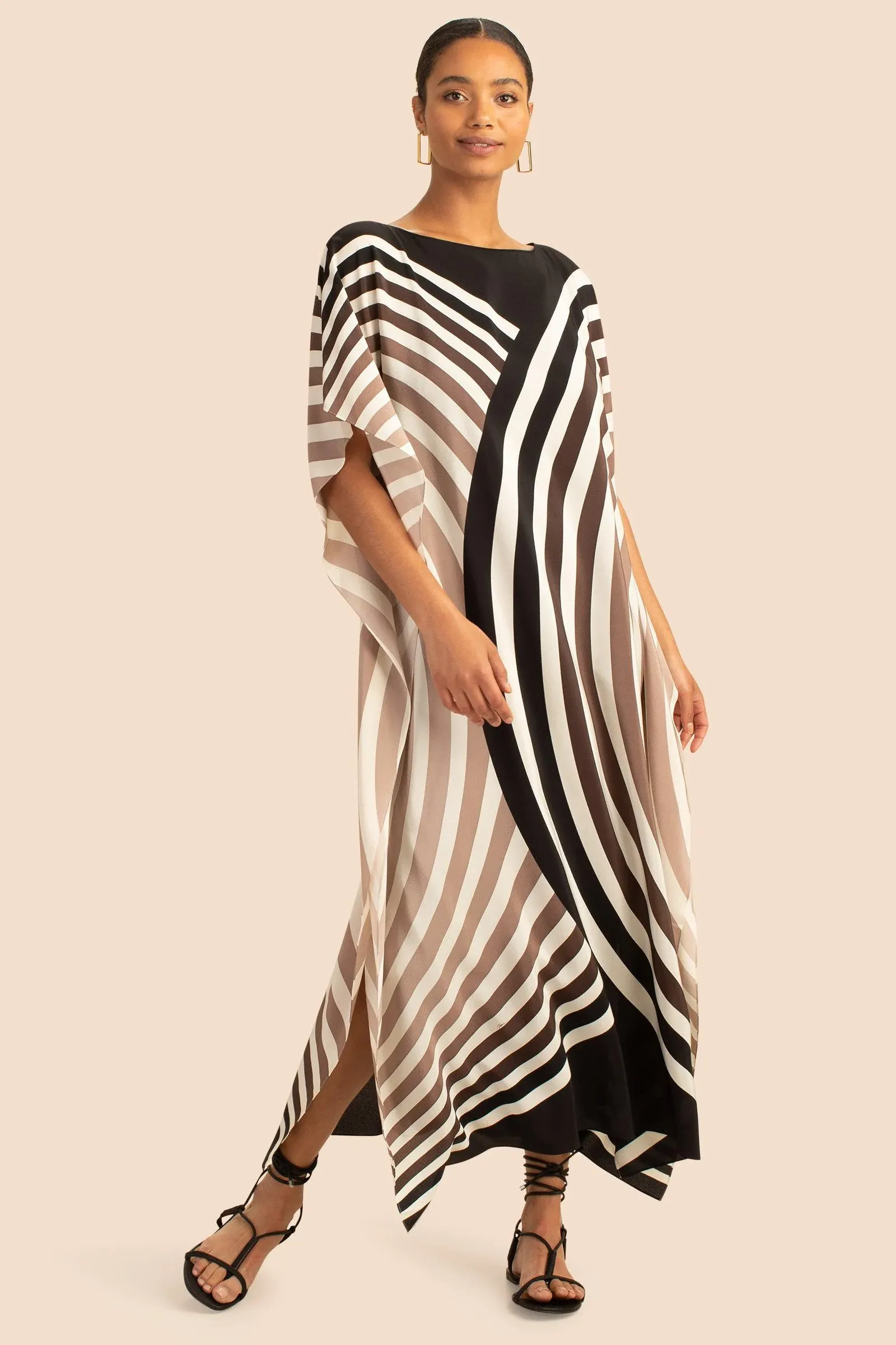 Soft Satin Silk Kaftan, Digital Printed Long Caftan