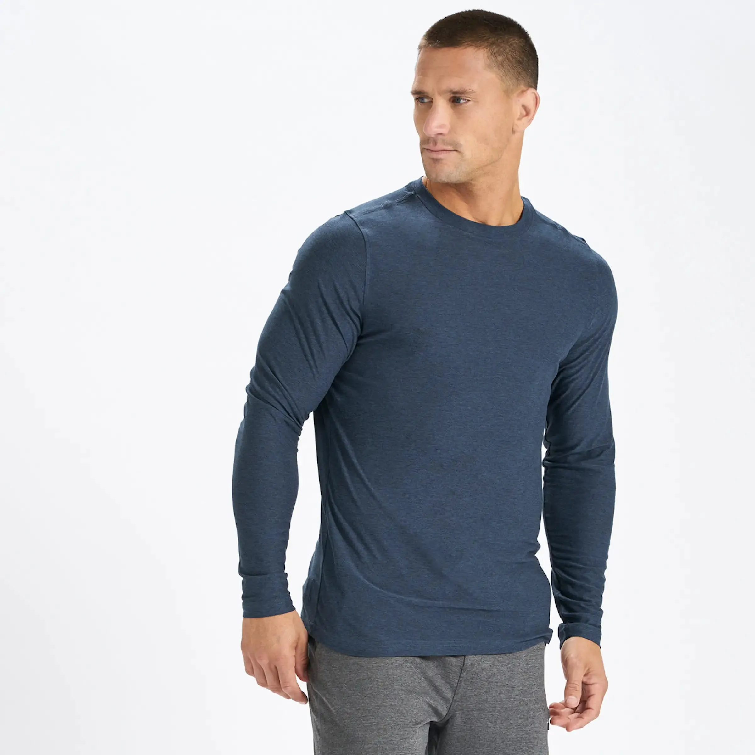 Strato Tech LS Tee: Navy Heather