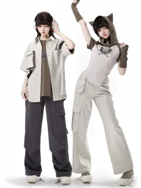 Top Pants Style Wasteland Cat Casual Ear Set Hoodie And