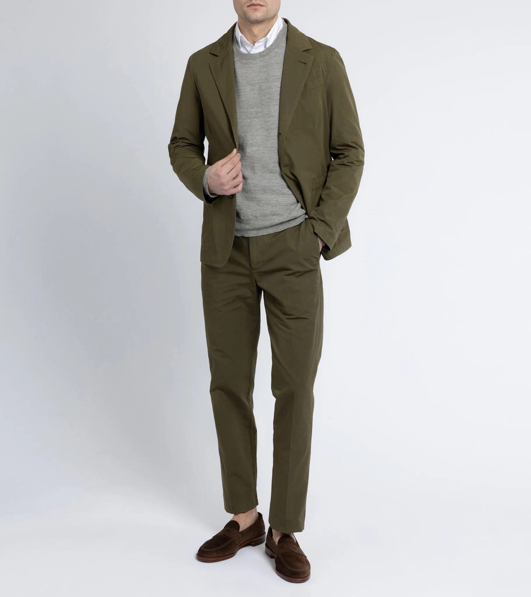 Trunk Hallam Cotton Poplin Trousers: Olive