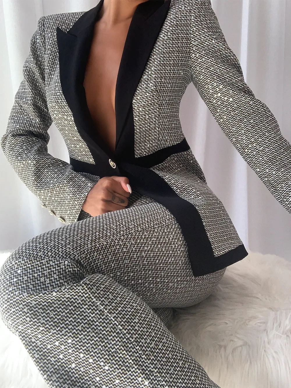 Women Fashion Blazer & Pants Set 387125