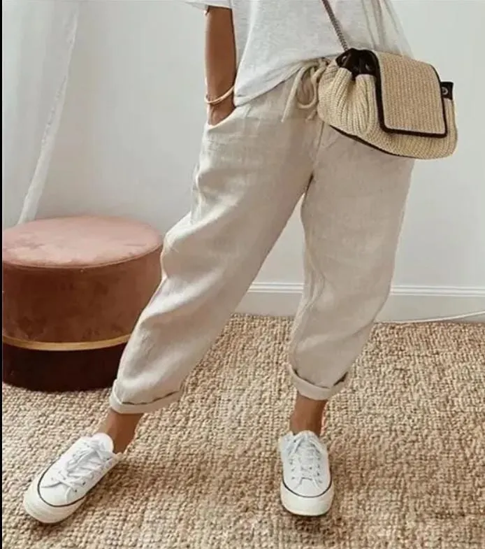 Women's Casual Cotton Linen Pants M S3115608