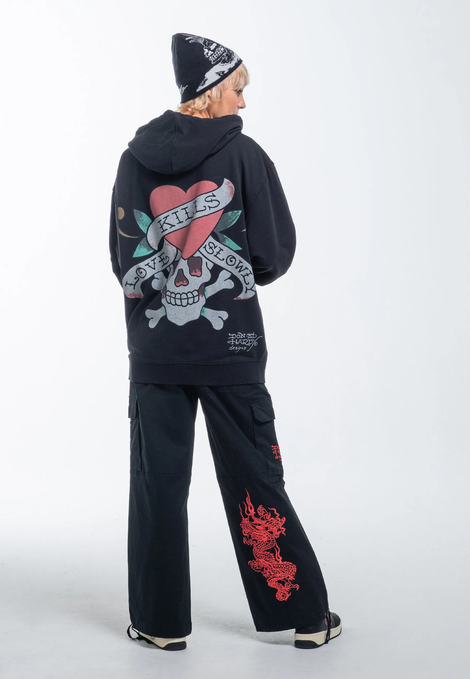 Womens Drag-Flame Cargo Trouser - Black