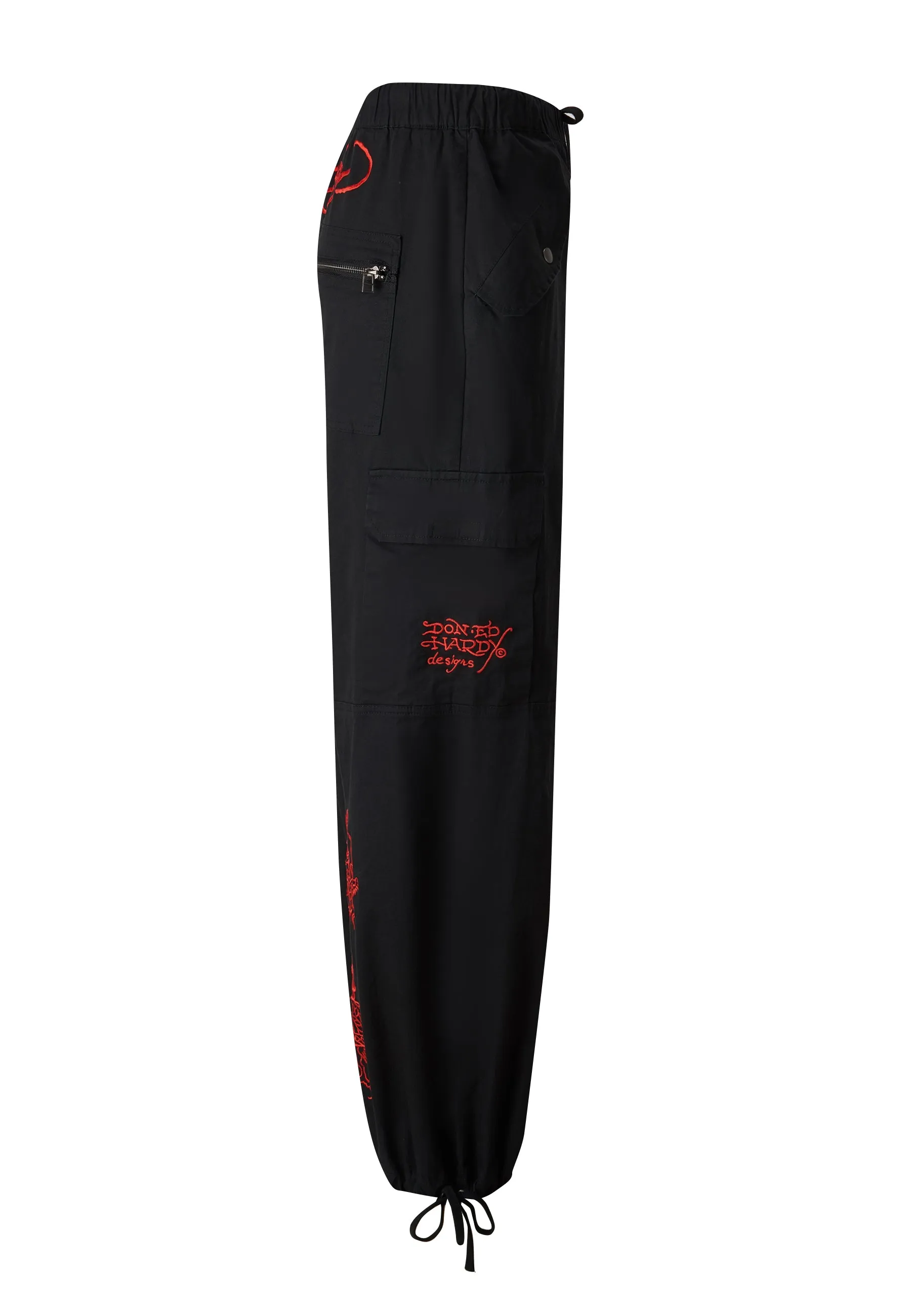 Womens Drag-Flame Cargo Trouser - Black