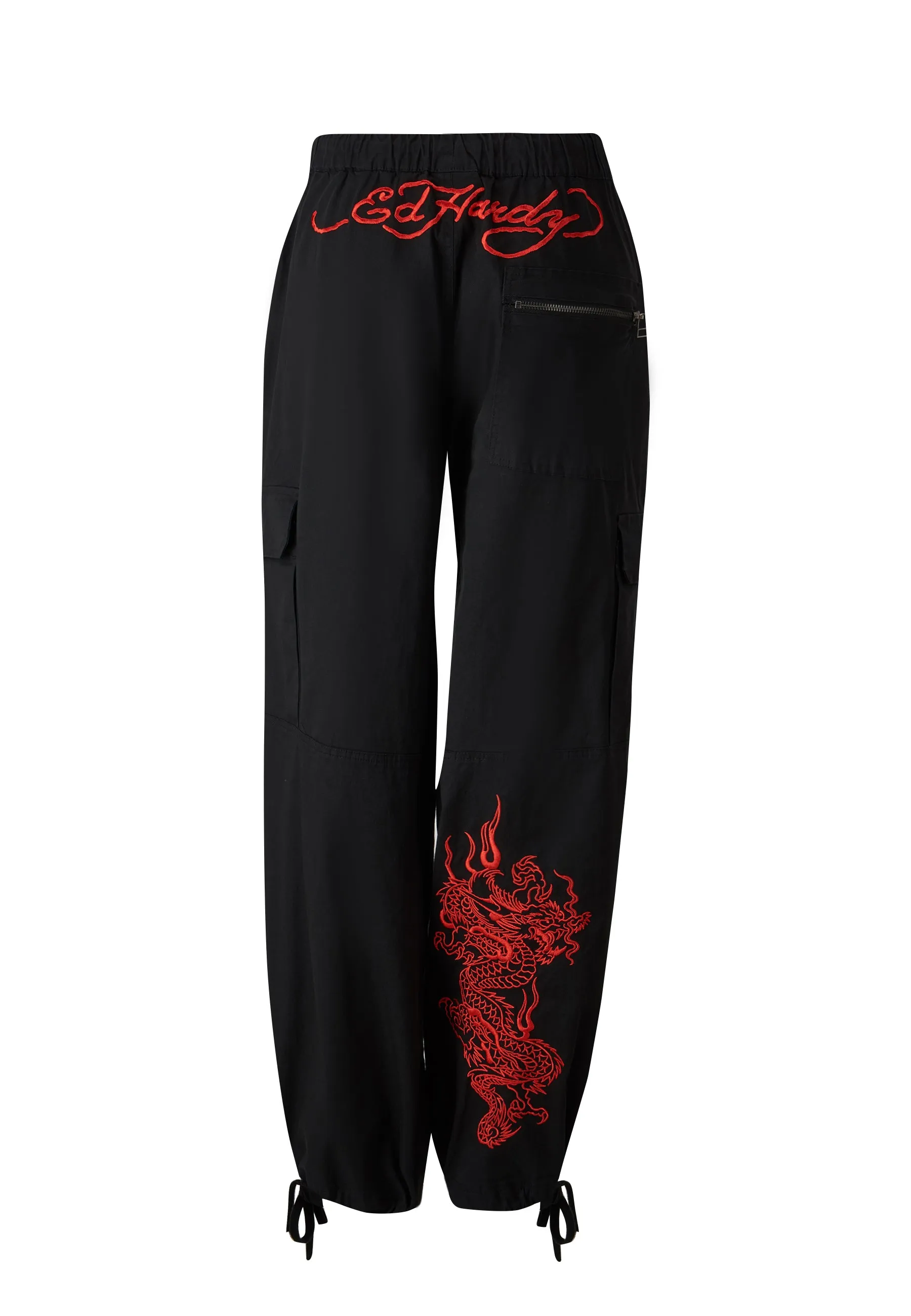 Womens Drag-Flame Cargo Trouser - Black
