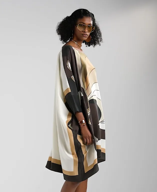 Women's Soft Silk Crepe Beach Wear Short Kaftan