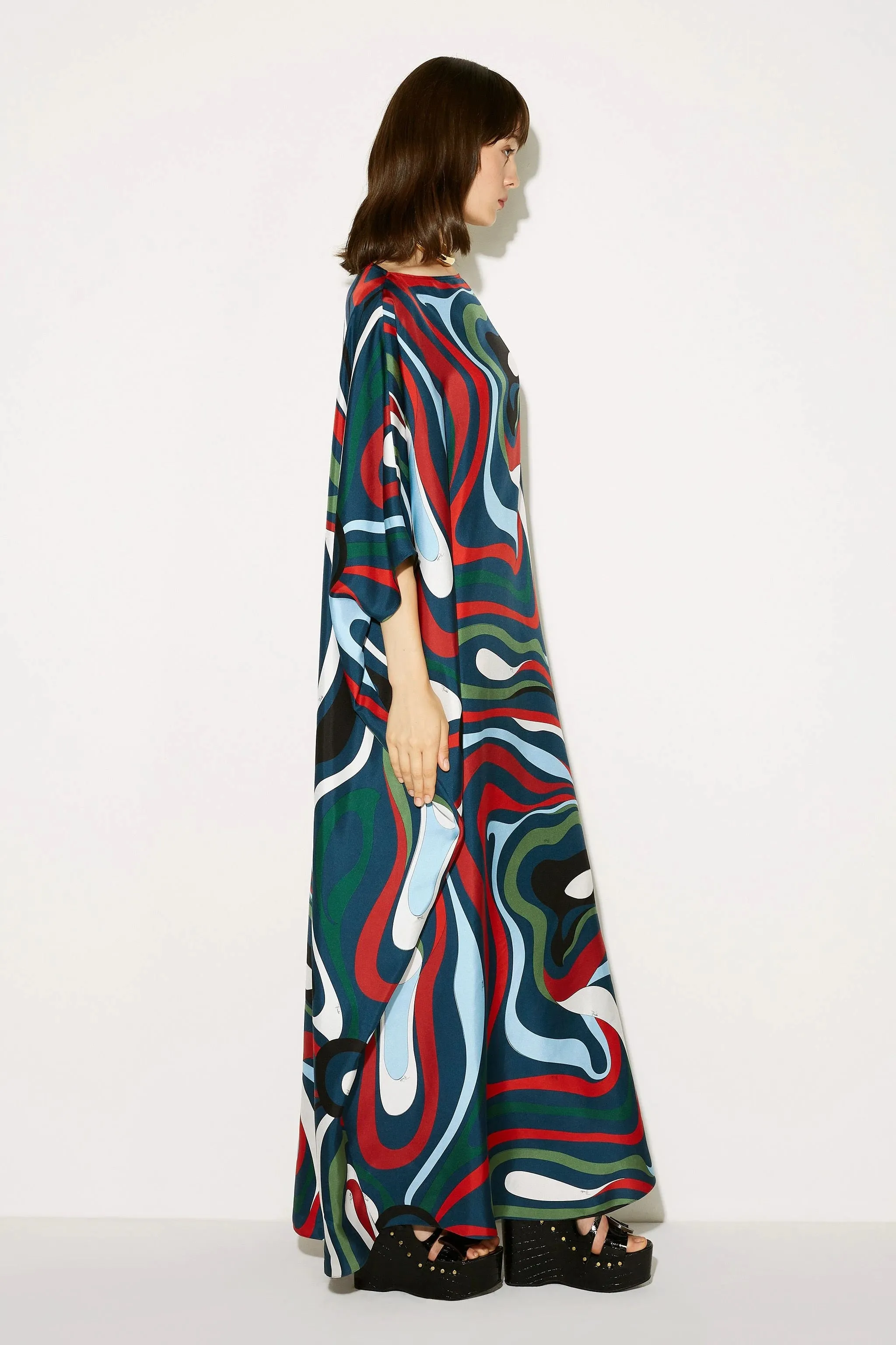 Women's Soft Silk Printed  Multi-color Casual Wear Kaftan